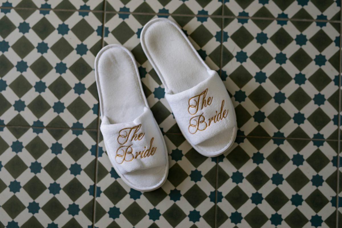 The brides wedding slippers