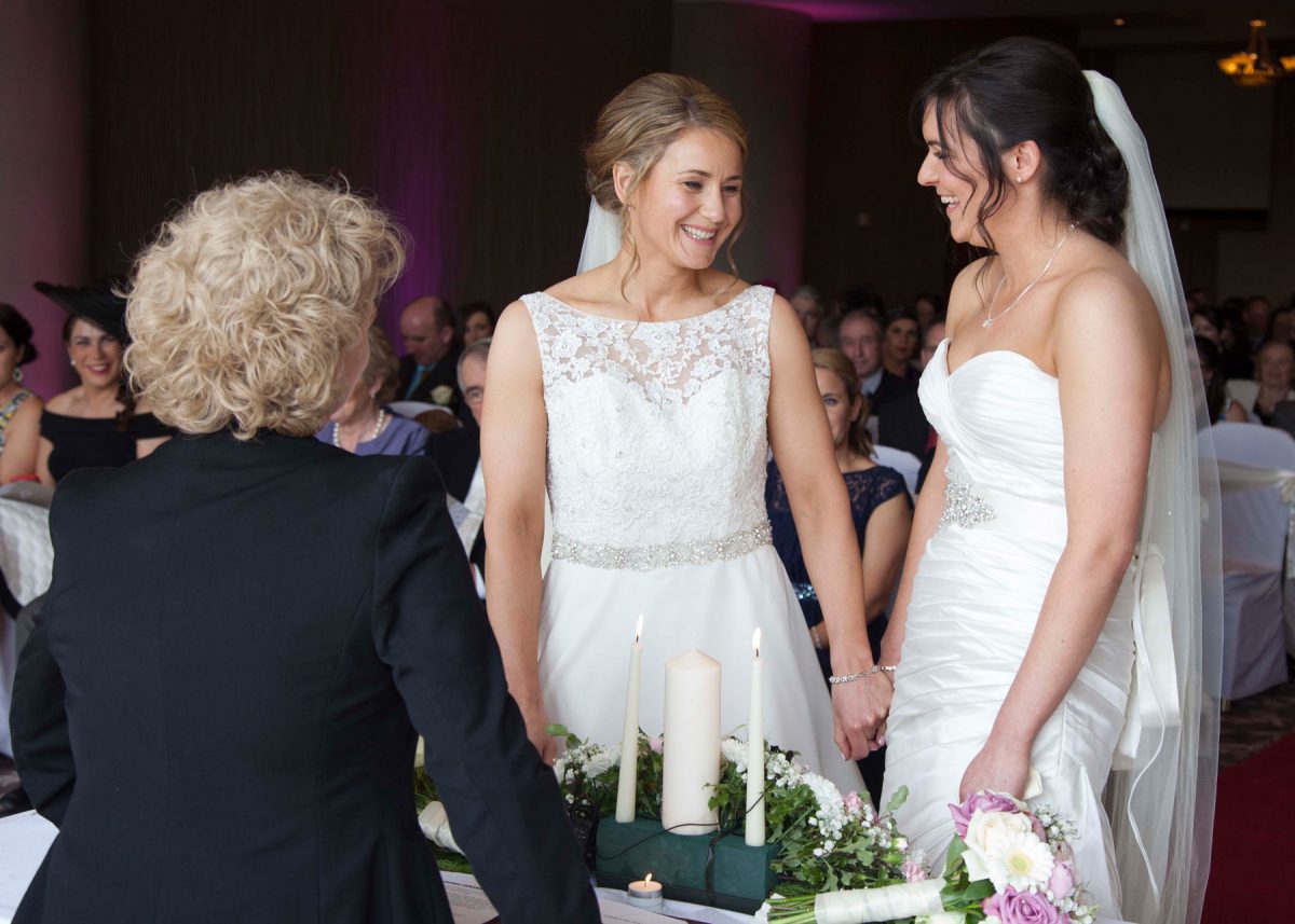Brides repeating their wedding vows